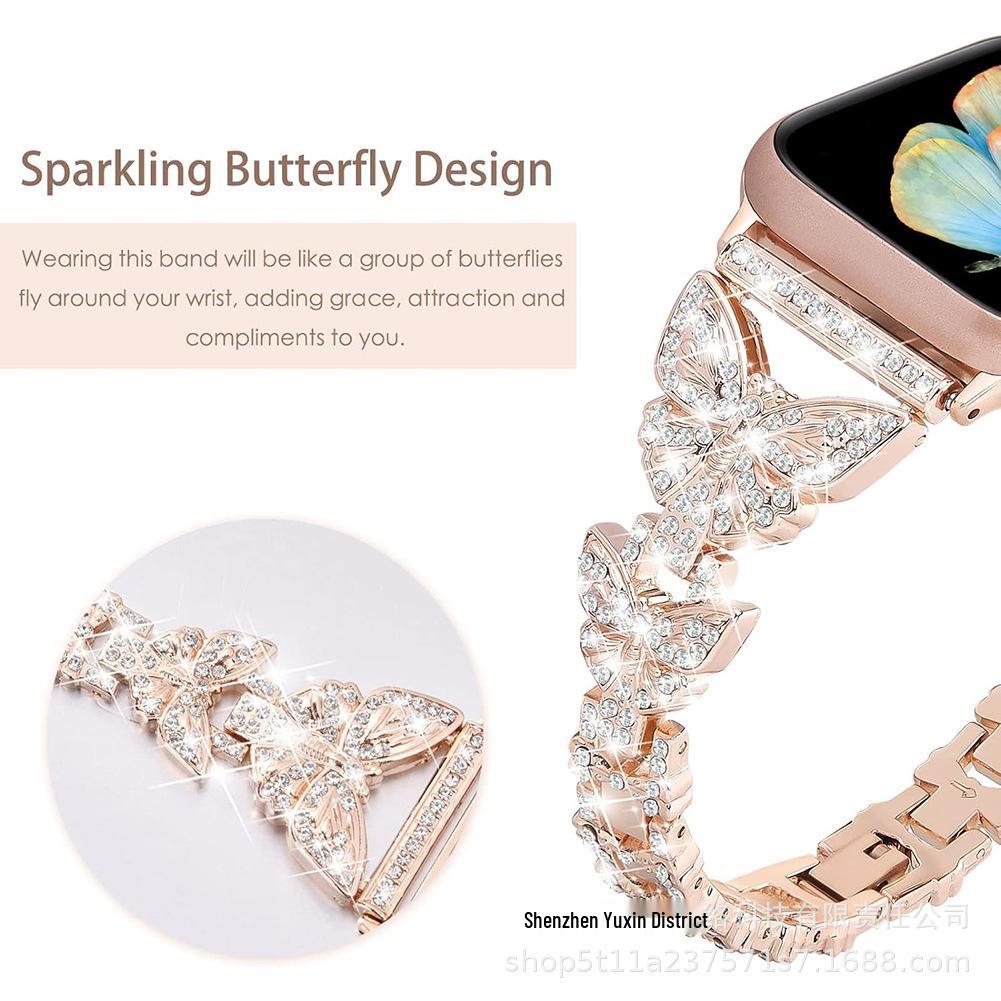 Элегантный металлический ремешок с бриллиантами в виде бабочки для Apple Watch и устройств Samsung Huawei