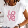 (Asian Size) Short Sleeve Tee Top Love Letter Watercolor Trend Fashion Tshirt Women Clothing Casual Print Lady Female Graphic T-shirt