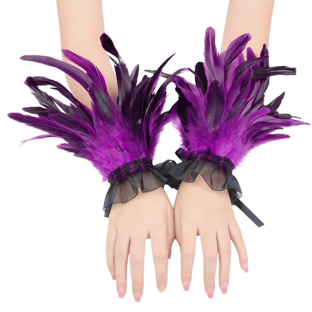 Ethnic Hand Cuffs Vintage 1920s Flapper Women Arm Covers Cosplay Costume Accessory Feathered Arm Sleeves Party Supply