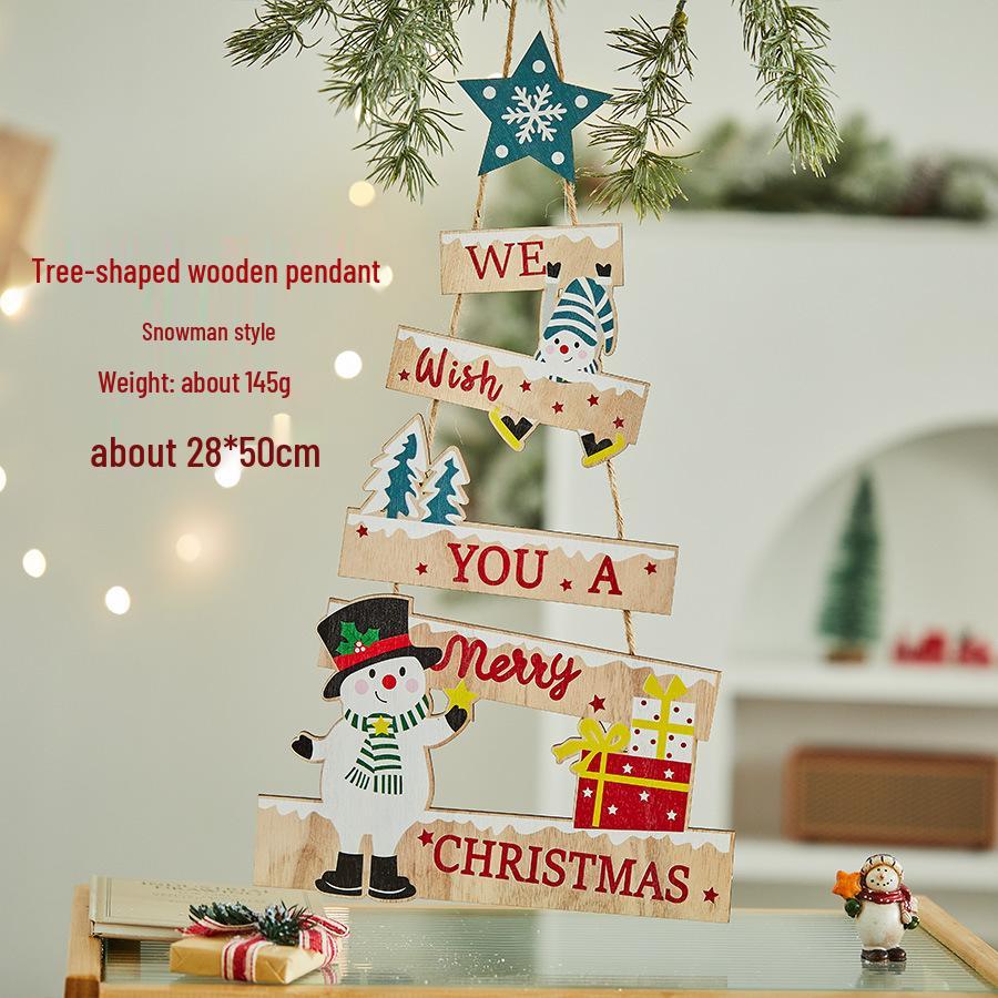 Старик Снеговик Деревянная Лестница и Буквенная Вывеска Рождественские Елочные Украшения для Украшения Двери и Окна