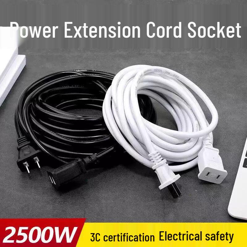 Two-core Power Cord Extension with Dual Outlet for Mobile Devices and Fans