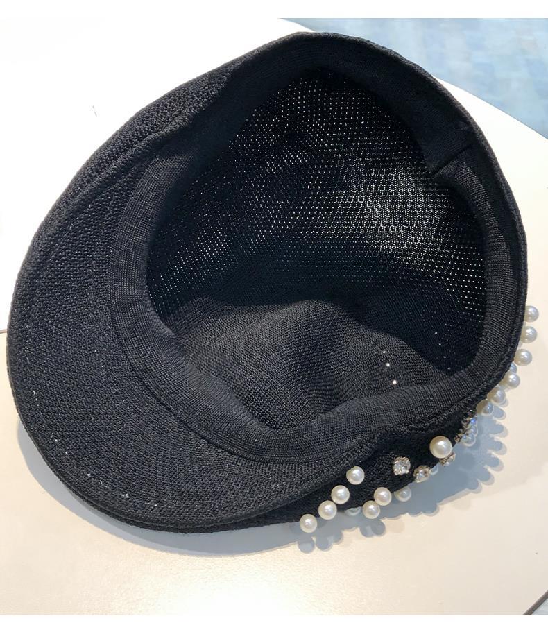 Новый осенне-зимний шерстяной берет с жемчугом и стразами, женская кепка в британском стиле ретро, ​​корейская версия, детская шляпа японского художника Mujer