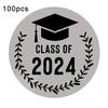 100Pcs Graduation Stickers Transparent Gold Foil Envelope Seals Congratulations Graduates Stick for Graduation Invitations Class of 2024