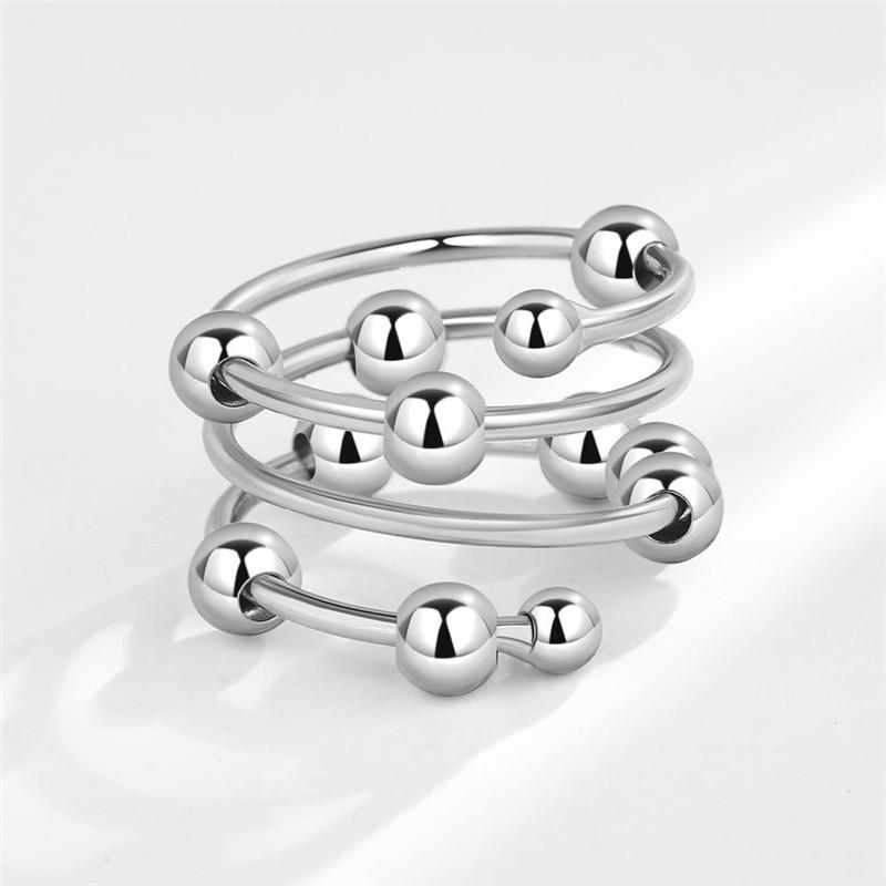 Fashion Beads Anxiety Ring Fidget Spinner Rings Korea Crystal Butterfly Flower Star Moon Ring Anti Stress Jewelry Gift