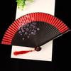 Bamboo Folding Fan with Tassels Chinese Style Portable Summer Hand Held Fan Decoration Dance Performance Props Party Costume Accessories