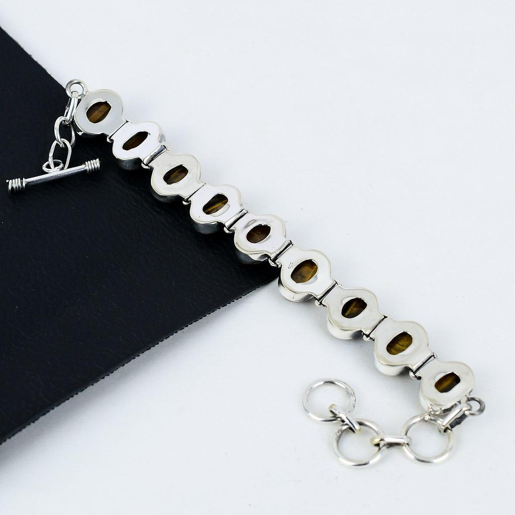 Браслет из натурального тигрового глаза ручной работы из стерлингового серебра 925 пробы, браслет из тигрового глаза для жены, браслет унисекс, подарок на День благодарения