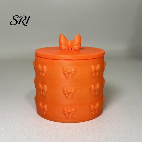 PLA Material Storage Box 3D Bow Decor Holder with Lid Moisture-Proof Dustproof Snack Jar Durable Organizer for Cotton Pads Jewelry Swab
