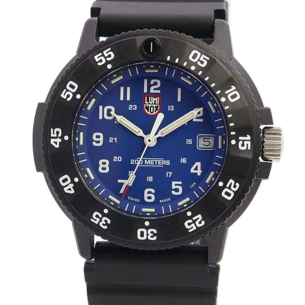 Used Luminox 3003.EVO.S Original Navy SEALs EVO 3000 Series Quartz Carbon Stainless Steel Black Blue Watch Silver Hardware With Box (Mint Condition)