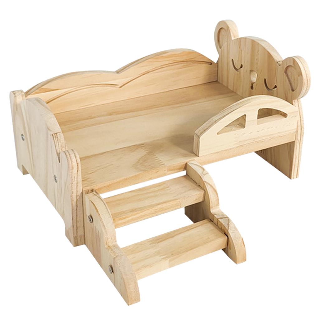 Кровать для хомяка для маленького питомца с лестницей, деревянная платформа, клетка, угловая игровая площадка, аксессуары для клетки с игрушками, домик для маленького животного