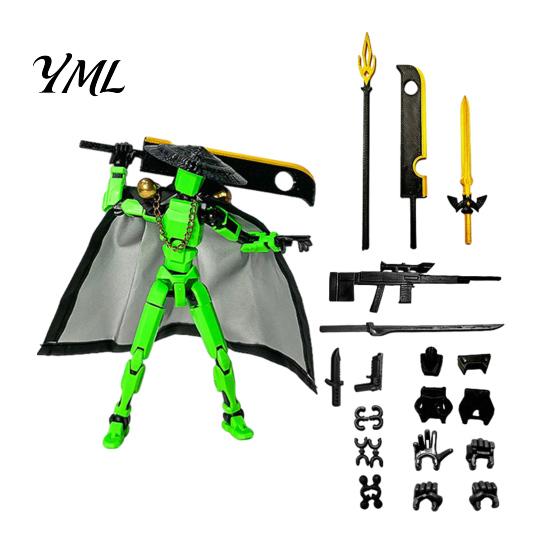 Bamboo Hat Man Figurine Chinese Swordsman Action Figure with Accessories, Multi-Joints Movable Display Ornament Cloak Figurine, Articulated