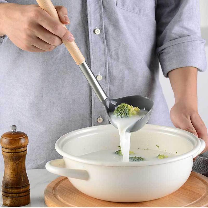 6 шт. силиконовые кухонные принадлежности набор с деревянной ручкой кухонные принадлежности для выпечки кухонные принадлежности аксессуары ведро для хранения