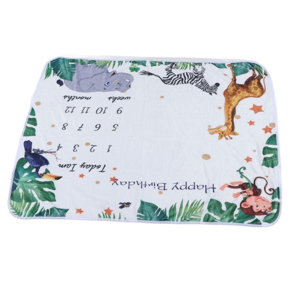 Baby Milestone Blanket Polyamide Fiber Jungle Animal Pattern Baby Monthly Blanket for Infant