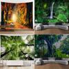 Natural Scenery Tapestry Room Art Sunshine Forest Waterfall Home Wall Blanket Hippie Background Cloth