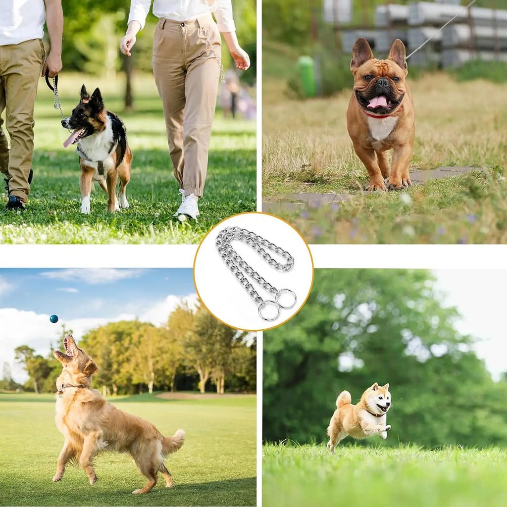 Stainless Steel Slip Chain Collar Pet P Snake Chain Collar Dog Choke Adjustable Dog Training Choke Pitpull Collar For Bulldog
