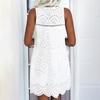 Женское белое платье, полое кружевное летнее сплошное мини-платье крючком, пляжная одежда