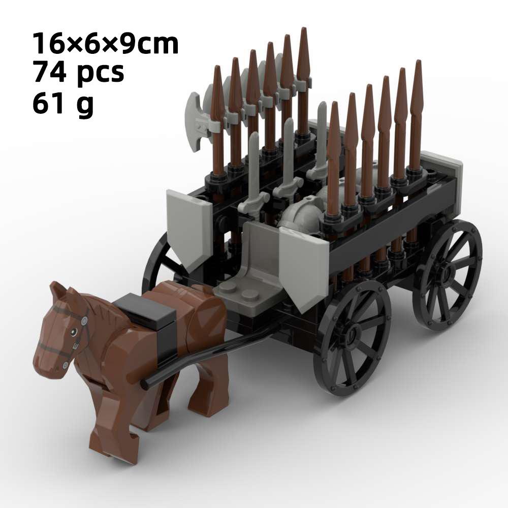 Город Творчество DIY Средневековый Военный Рыцарь Повозка Колесница MOC Модель Строительные Блоки Кирпичи Обучающие Детские Игрушки Подарок