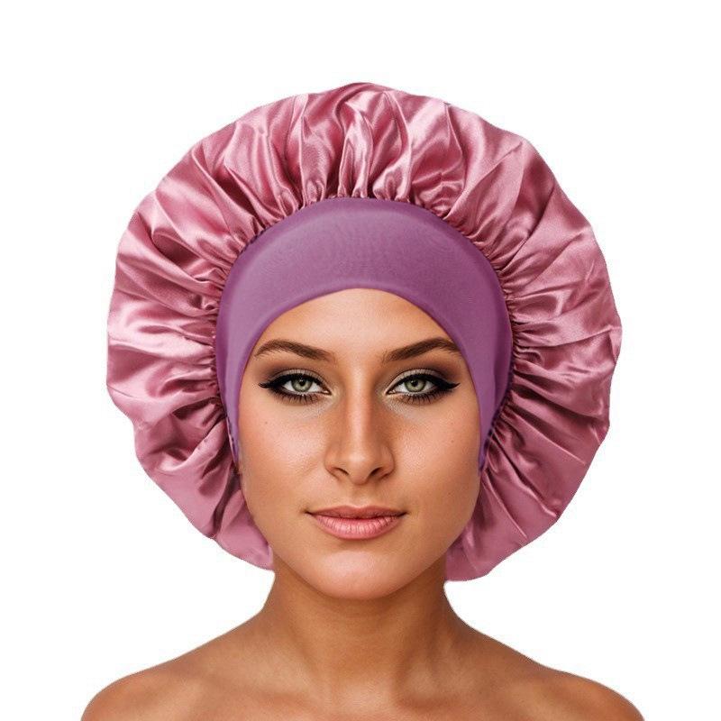 Взрослая шелковая атласная шапочка для сна с широкими полями для ухода за волосами - европейский и американский стиль, послеродовая шапочка для ванны