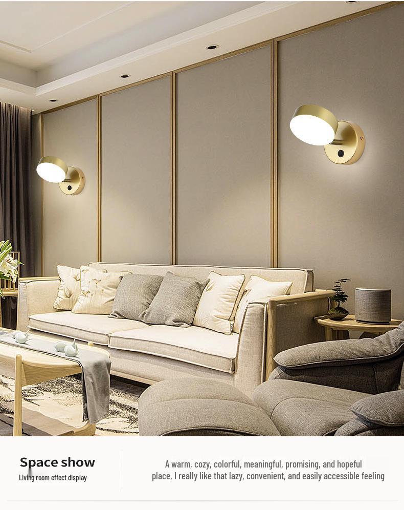 Contemporary Gold Rotating Wall Light for Hallway, Living Room, Staircase, or Bedroom.