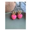 Pink Shiny Pearlescent Heart Design Earrings