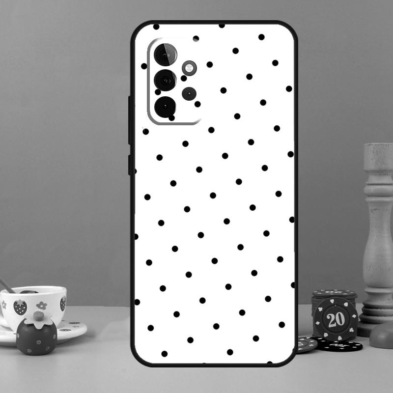 Черно-белый чехол в горошек для Samsung Galaxy A55 A56 A36 A54 A34 A14 A05 A16 A26 A12 A32 A52 A13 A33 A53 A15 A35