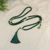 GEMCHIC Women's Chinese Style Multi-Layer Long Beaded Tassel Necklace, Versatile Back Chain, Ethnic Boho Fashion Jewelry