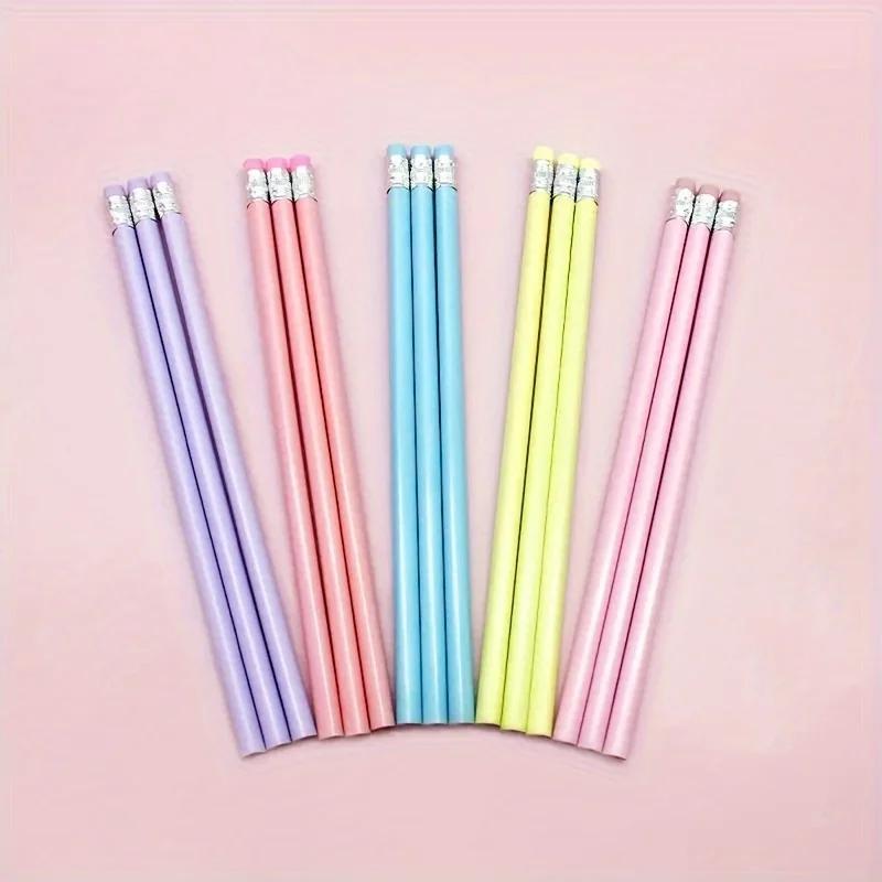 10 High-quality Macaron Triangle HB Pencil Sets - Ergonomically Designed for Sketching, Art, and School Stationery