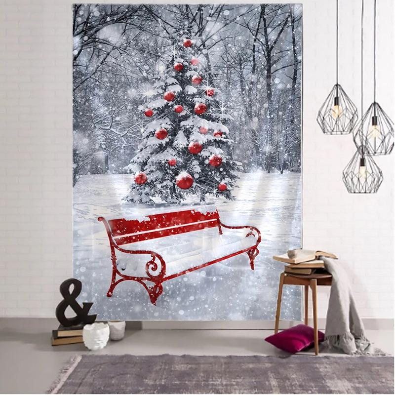 Christmas Tree Hanging Fabric Decoration Small Fresh Christmas Background Wall Blanket Wall Cloth Simple Tapestry Large Size