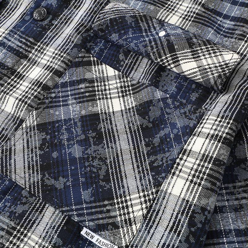 Vintage Plaid Shirt Oversized Outerwear Man Jackets Plus Size 4XL-11XL Casual Long Sleeve Top