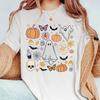 Ghost Print Tshirt Halloween Tshirt Short Sleeve Crew Neck Leisure Tshirt For Spring  Summer Womens Clothing