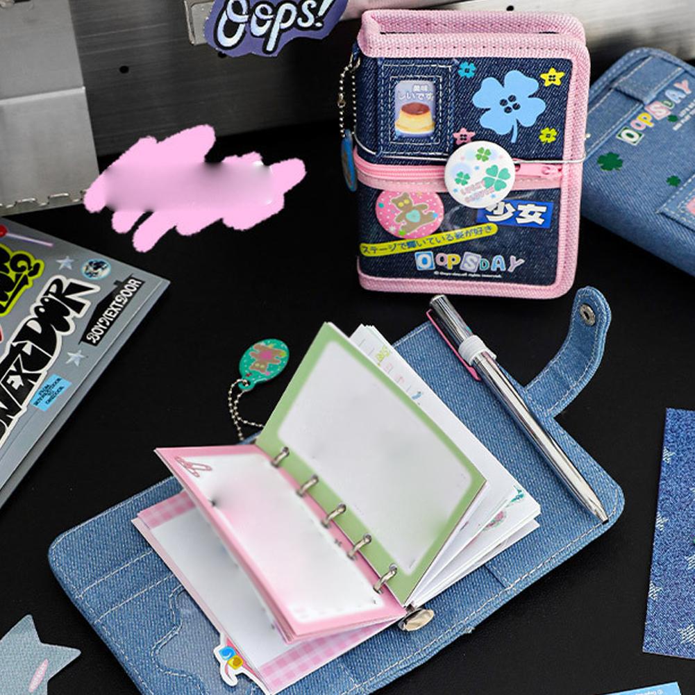 Ретро Джинсовая Обложка Блокнот M5 Ежедневник 2025 Сделай Сам Каваий Скрапбук На Кольцах Мини Тревел-планер Для Школьного Блокнота