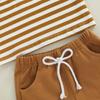 Baby Boys Short Set, Short Sleeve Stripes T-shirt with Elastic Waist Shorts Summer Outfit