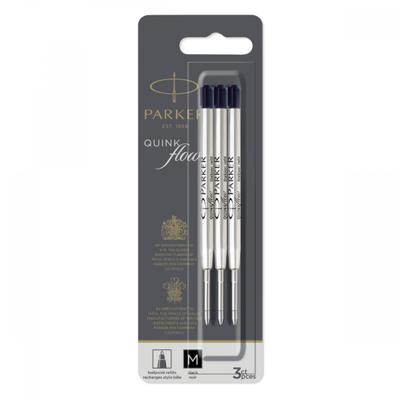 Стержни для шариковой ручки Parker Quink Flow, упаковка из 3 шт., цвет черный, средний