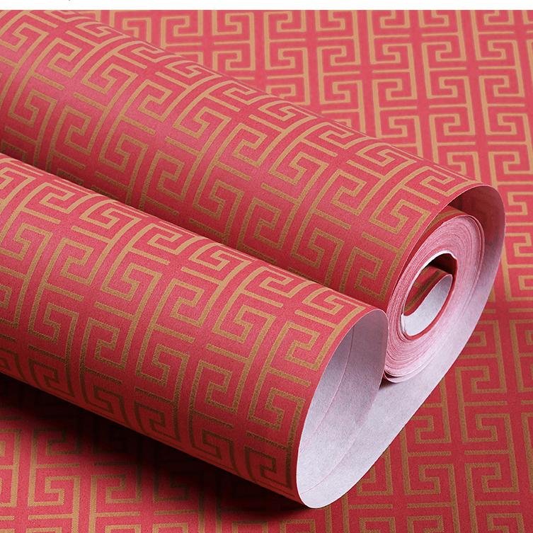 Modern Geometric Lattice Non-woven Fabric Wallpaper Living Room Bedroom Background Chinese Retro Style Classical Zen Wallpaper