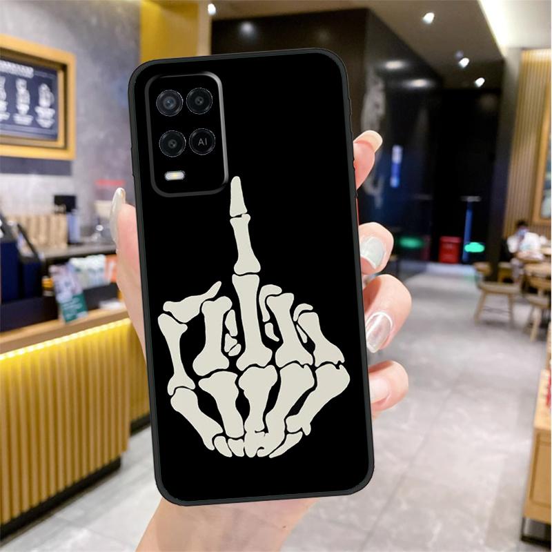 Чехол 'Скелет Средний палец' для Oppo A98 A18 A38 A58 A78 A60 A80 A40 A96 A76 A16 A94 A74 A54 A15 A17 A57 A77 A5 Pro