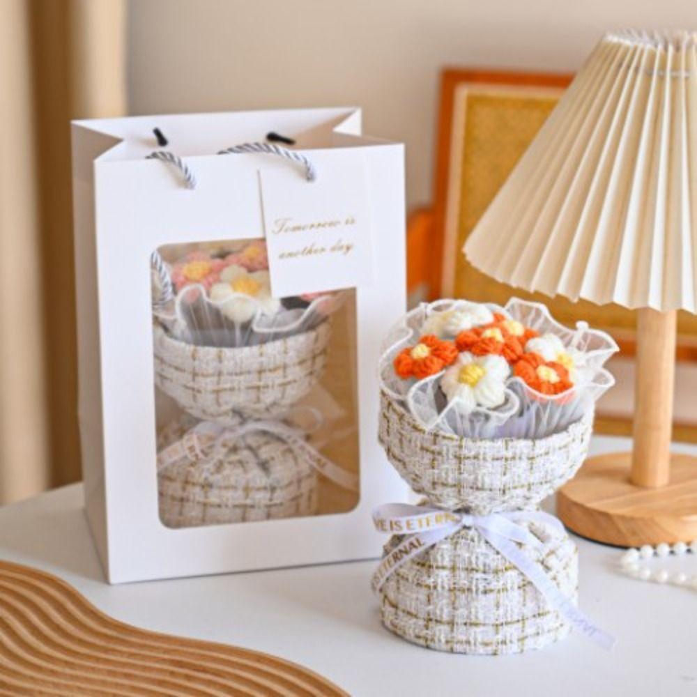 Готовый букет Букет из пушистых цветов Вязаный букет цветов Букет цветов ручной работы День святого Валентина