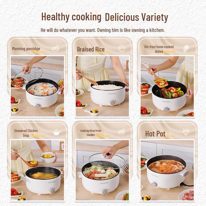 110V US Standard Multi-Function Electric Hot Pot and Frying Pan - Large Capacity, Non-Stick, Ideal for Dormitory and Household Use