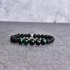 Natural green tiger's eye and lava bead bracelet Diffuser handmade bracelet  Stretchable beaded bracelets Two stone bracelet gift for men