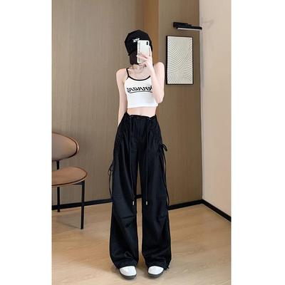 Парашютные рабочие брюки кэжуал для женщин Летом Новые Свободные Быстросохнущие Брюки парашютиста с широкими штанинами