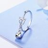 Серебро 925 пробы, новое милое простое модное кольцо с кошачьей головой, кольцо с колокольчиком, уникальное регулируемое открытие, эффектные ювелирные изделия для женщин