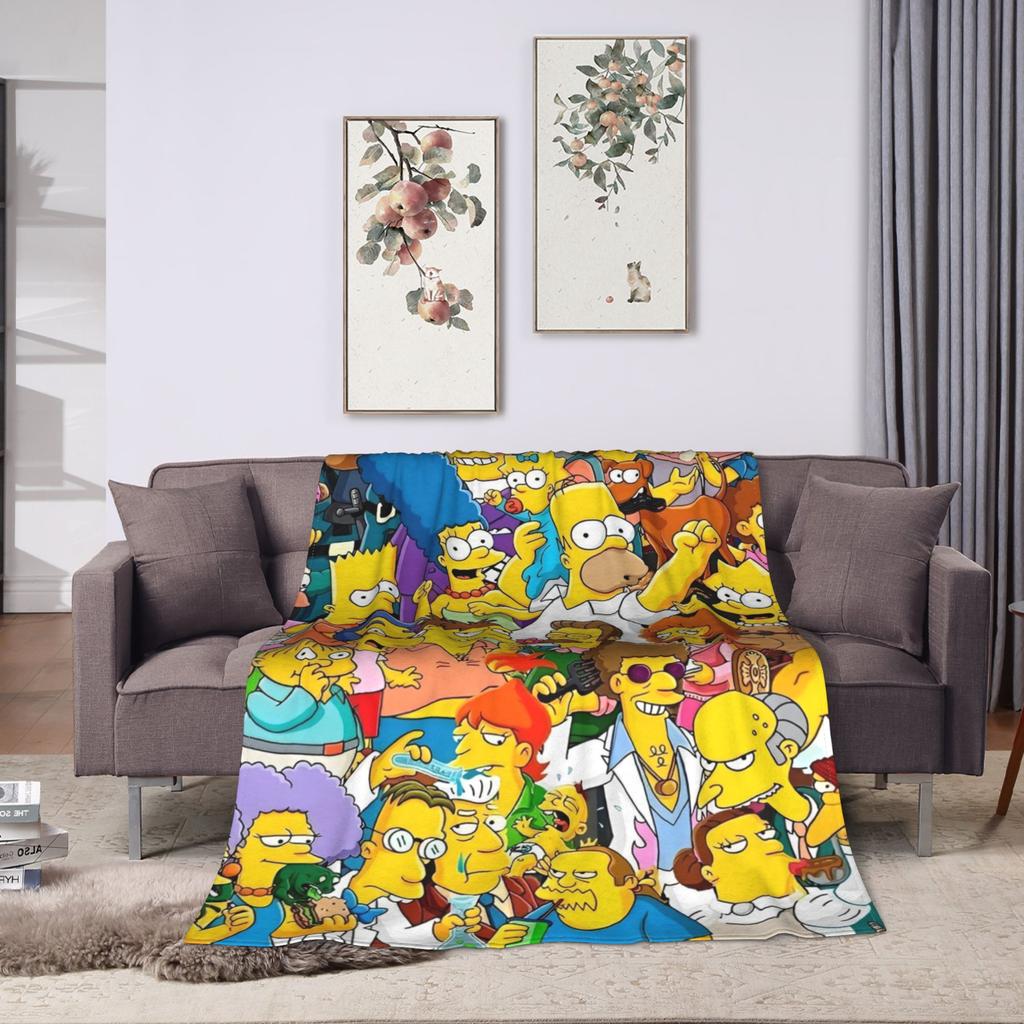 The Simpsons Cartoon Blanket Warm Novelty Plush Throw Blanket For Outdoor Decorative Flannel Bedspread Bed Cover
