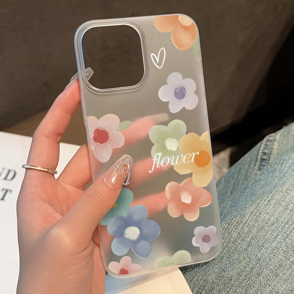 Чехлы для мобильных телефонов iPhone 11 13 15 Pro Max 12 14 Pro Max Чехол для iPhone 16 15 Plus 13 Pro 12 Матовая текстура с рисунком в виде мультяшных цветов
