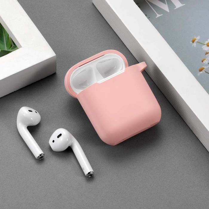 Силиконовый чехол для AirPods розовый для AirPods 1 & 2 - Противоударная защита Пылезащитная заглушка и Карабин Phonillico®