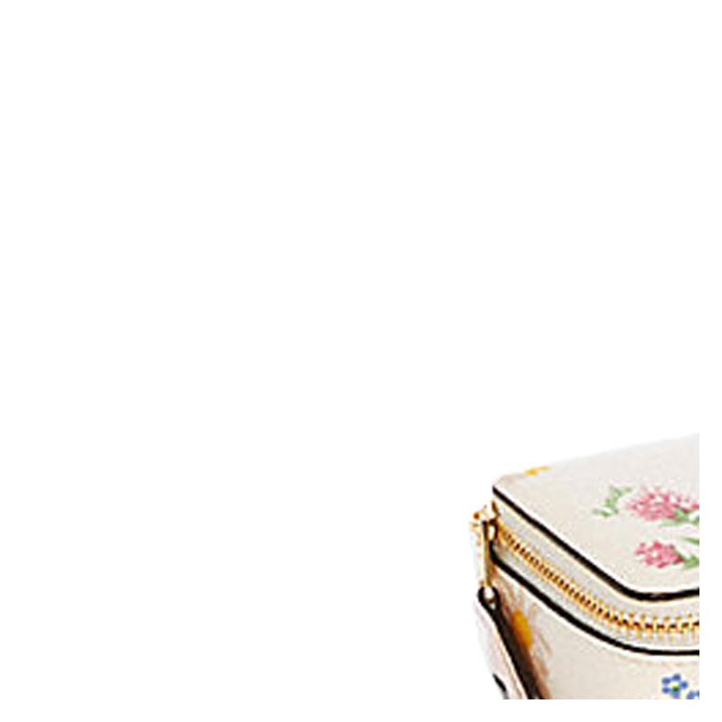 COACH Cosmetic bag Jewelry Box Pill Box 9 Small Wildflower Print Portable Pill Box Multi-Purpose Storage Box Coated Canvas and Leather Mini White