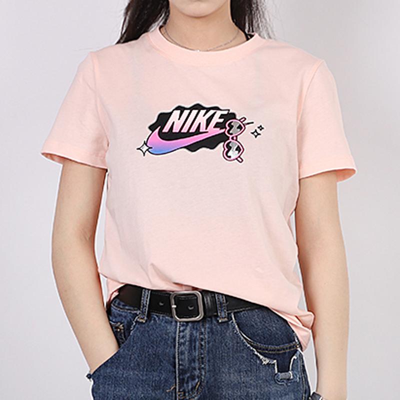 Nike Спортивная футболка с коротким рукавом и принтом логотипа, женская, розовая, CU9696-664