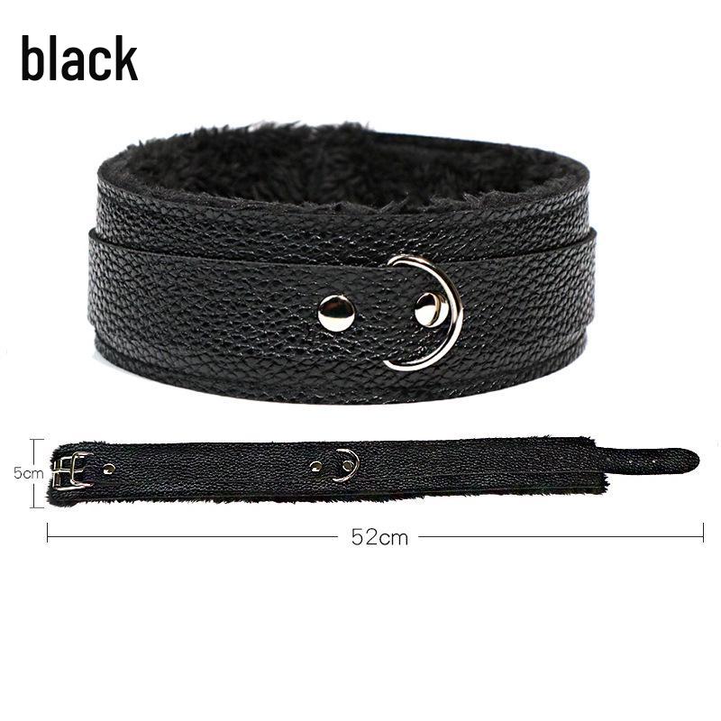 Jiuai SM Leather Collar & Metal Chain Leash - Fun Alternative Adult Sex Toys for Couples