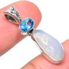 Подвеска из натурального радужного лунного камня, голубого топаза из стерлингового серебра 925 пробы 1,2 дюйма g6N77