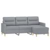 Vidaxl 3-Osobowa Sofa Z Podnóżkiem, Jasnoszara, 180 Cm, Tkaniną