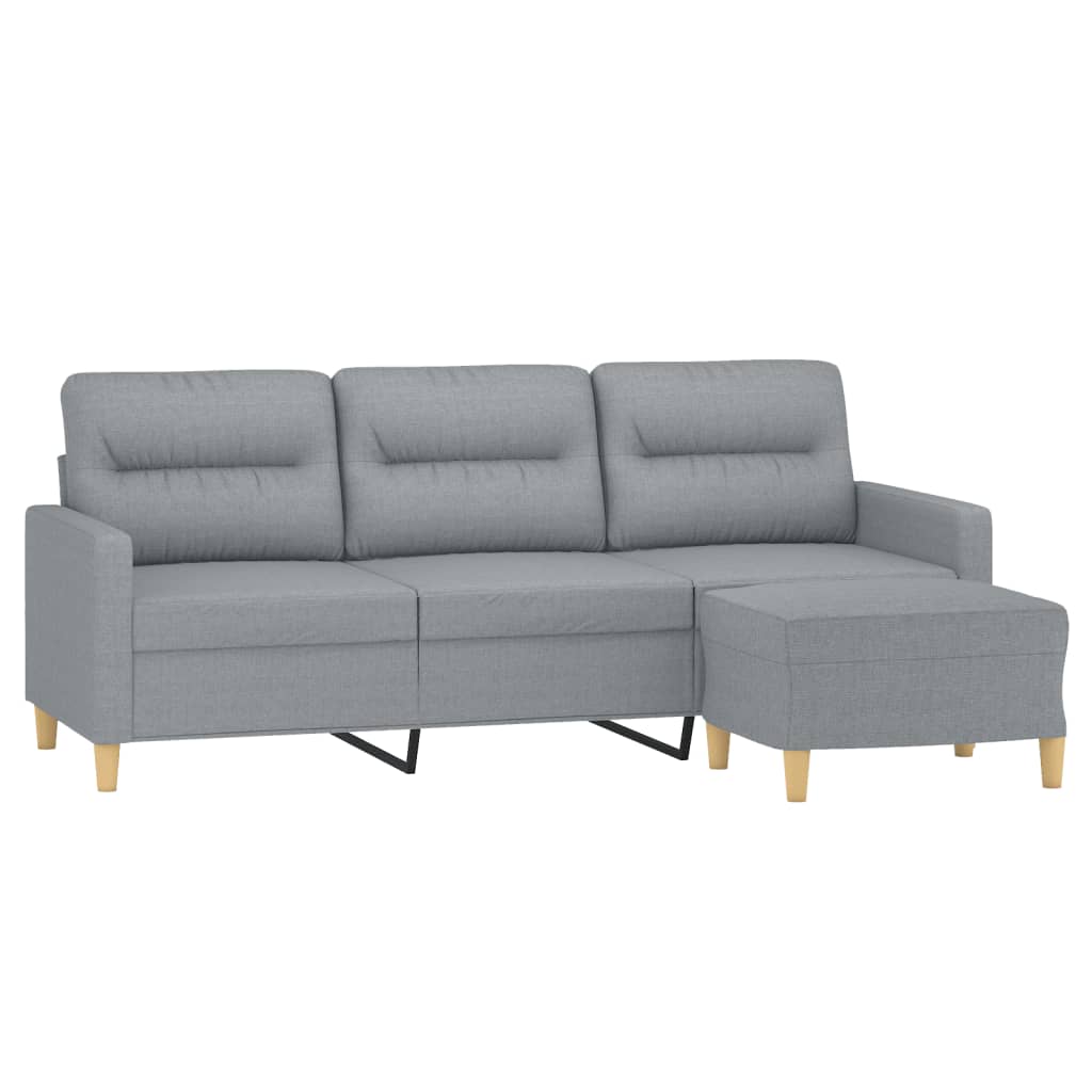 Vidaxl 3-Osobowa Sofa Z Podnóżkiem, Jasnoszara, 180 Cm, Tkaniną