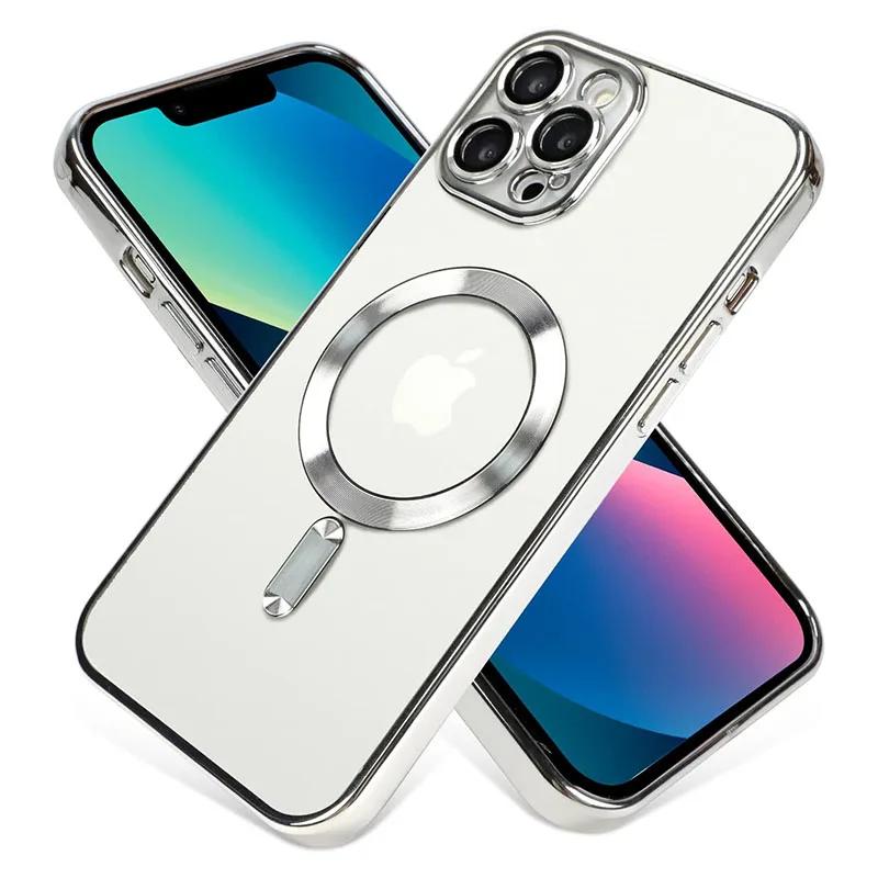 Прозрачный Магнитный Чехол С Покрытием Для iphone 17 Pro 16 15 14 13 12 11 Pro Max Plus Защита Объектива Для Magsafe Беспроводной Зарядки Чехол