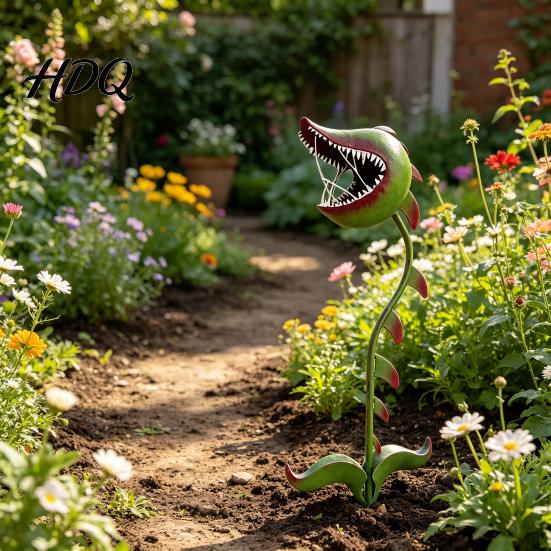 Carnivorous Plant Decor Garden Stake Metal Flytrap Sculpture Whimsical Yard Art Patio